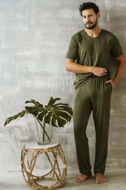 Dallas piżama męska krótki rękaw, długie spodnie