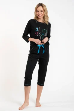 Olza piżama damska 3/4 rękaw, 3/4 spodnie