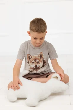 Piżama chłopięca krótki rękaw, krótkie spodnie Shiba