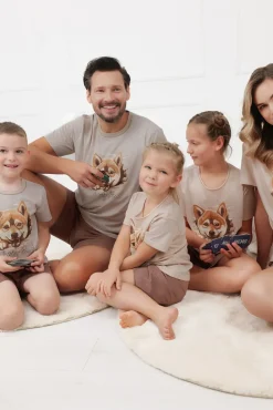 Piżama damska krótki rękaw, krótkie spodnie Shiba